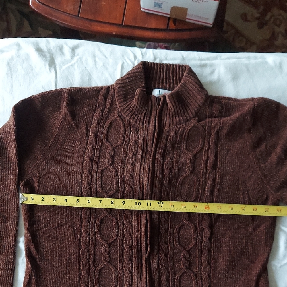 Demin & Company Cable Knit Zip-Up Sweater